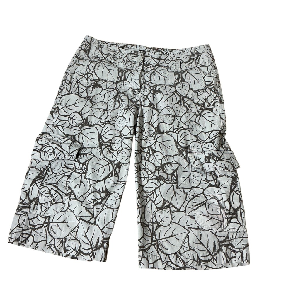 Y2K Willi‎ Smith Gorpcore Leaf Print Cargo Capri Pants Utility Cropped Size 6